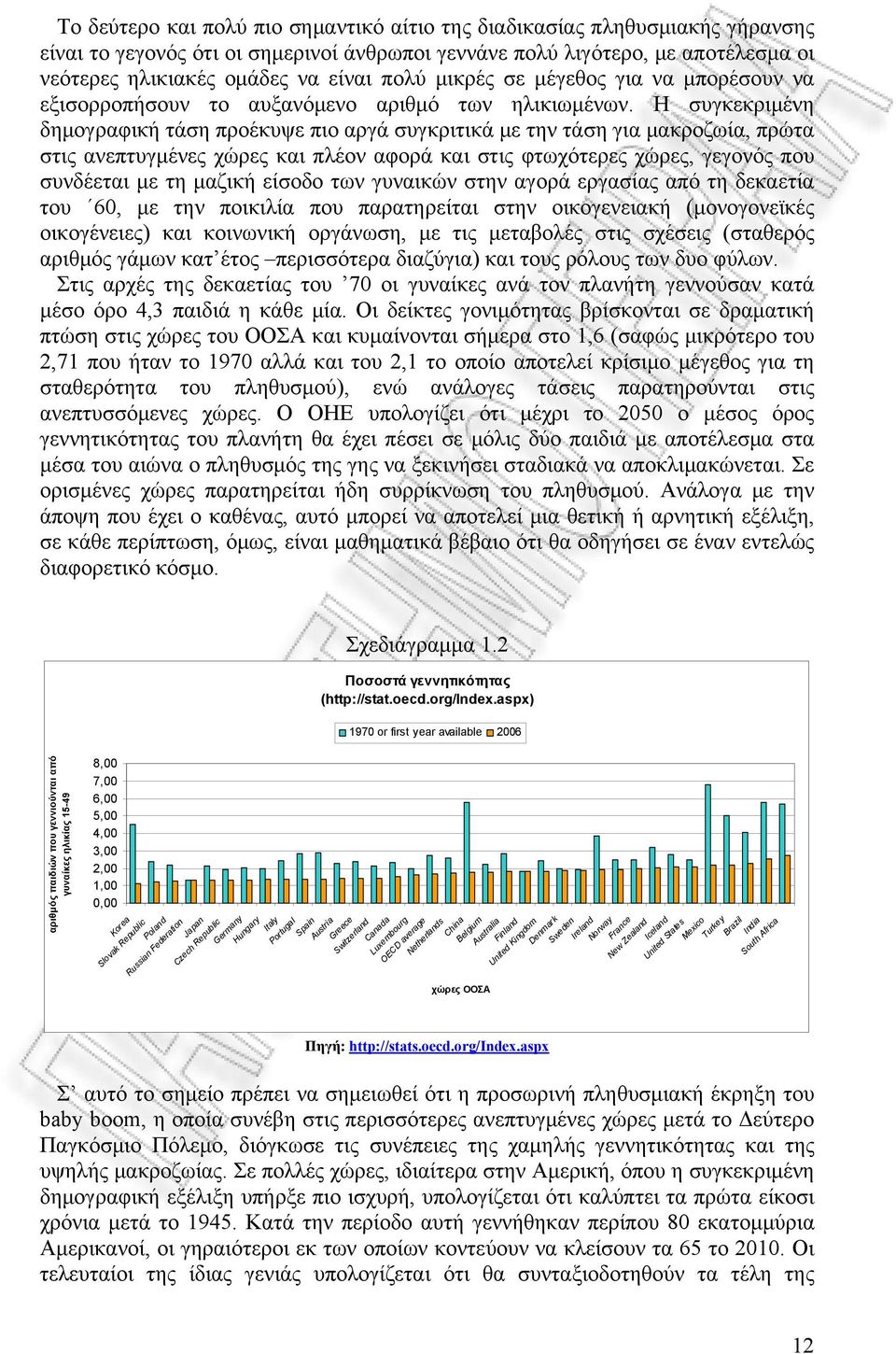 Η συγκεκριμένη δημογραφική τάση προέκυψε πιο αργά συγκριτικά με την τάση για μακροζωία, πρώτα στις ανεπτυγμένες χώρες και πλέον αφορά και στις φτωχότερες χώρες, γεγονός που συνδέεται με τη μαζική