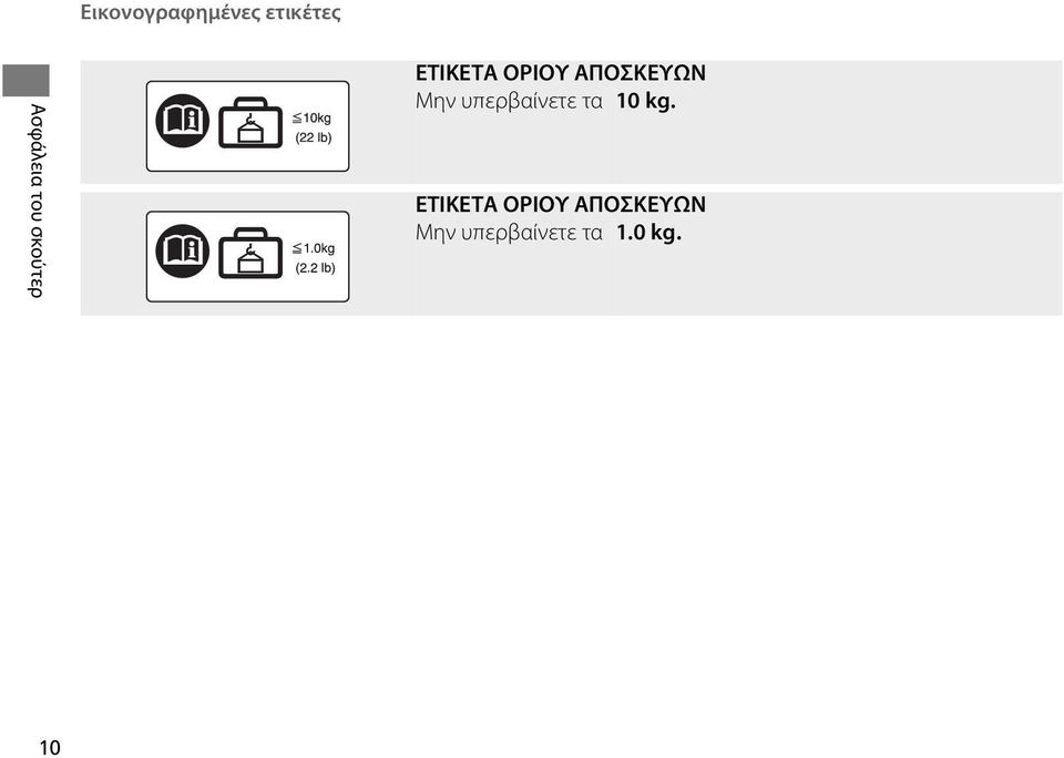 Μην υπερβαίνετε τα 10 kg.