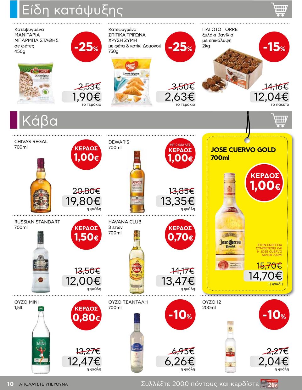 19,80 13,85 13,35 ΚΕΡΔΟΣ 1,00 RUSSIAN STANDART 700ml ΚΕΡΔΟΣ 1,50 HAVANA CLUB 3 ετών 700ml ΚΕΡΔΟΣ 0,70 ΣΥΜΜΕΤΕΧΕΙ ΚΑΙ Η JOSE CUERVO SILVER 700ml 13,50 12,00 14,17