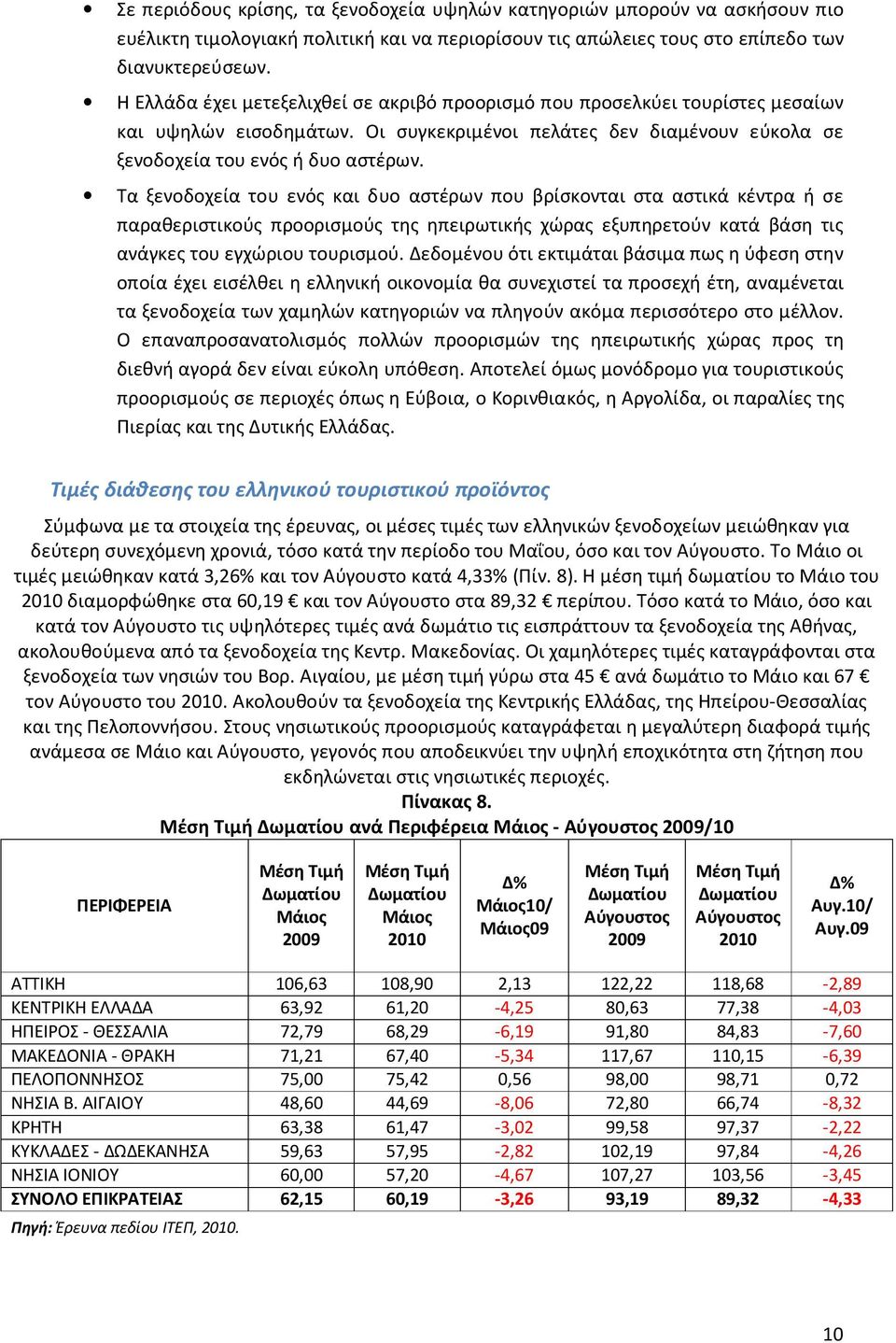 Τα ξενοδοχεία του ενός και δυο αστέρων που βρίσκονται στα αστικά κέντρα ή σε παραθεριστικούς προορισμούς της ηπειρωτικής χώρας εξυπηρετούν κατά βάση τις ανάγκες του εγχώριου τουρισμού.