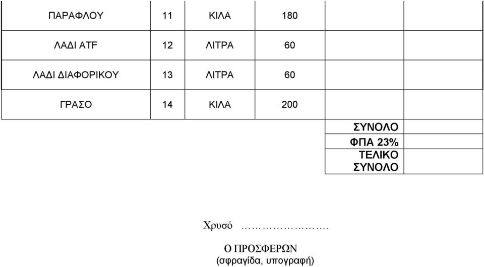 ΛΙΤΡΑ 60 ΓΡΑΣΟ 14 ΚΙΛΑ 200