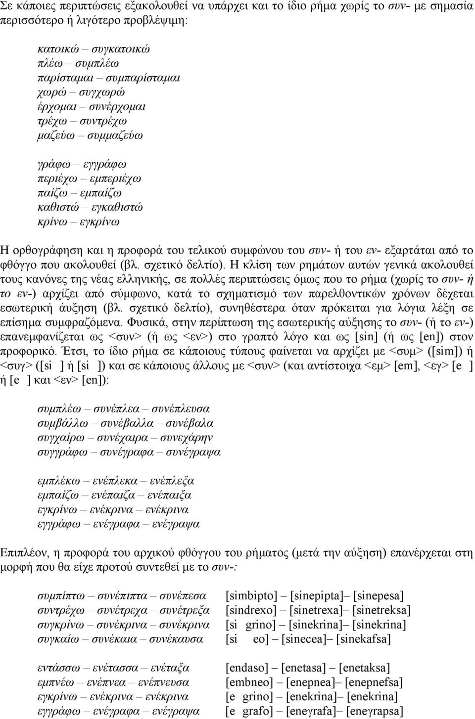 εξαρτάται από το φθόγγο που ακολουθεί (βλ. σχετικό δελτίο).