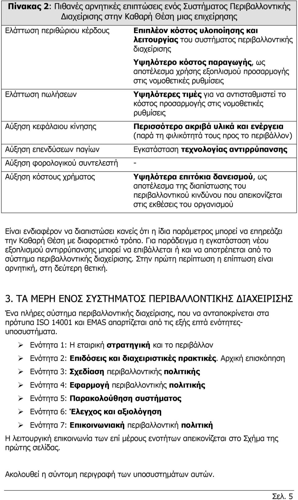 αποτέλεσμα χρήσης εξοπλισμού προσαρμογής στις νομοθετικές ρυθμίσεις Υψηλότερες τιμές για να αντισταθμιστεί το κόστος προσαρμογής στις νομοθετικές ρυθμίσεις Περισσότερο ακριβά υλικά και ενέργεια (παρά