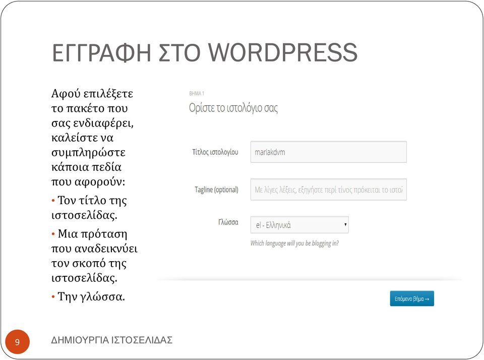 αφορούν: Τον τίτλο της ιστοσελίδας.