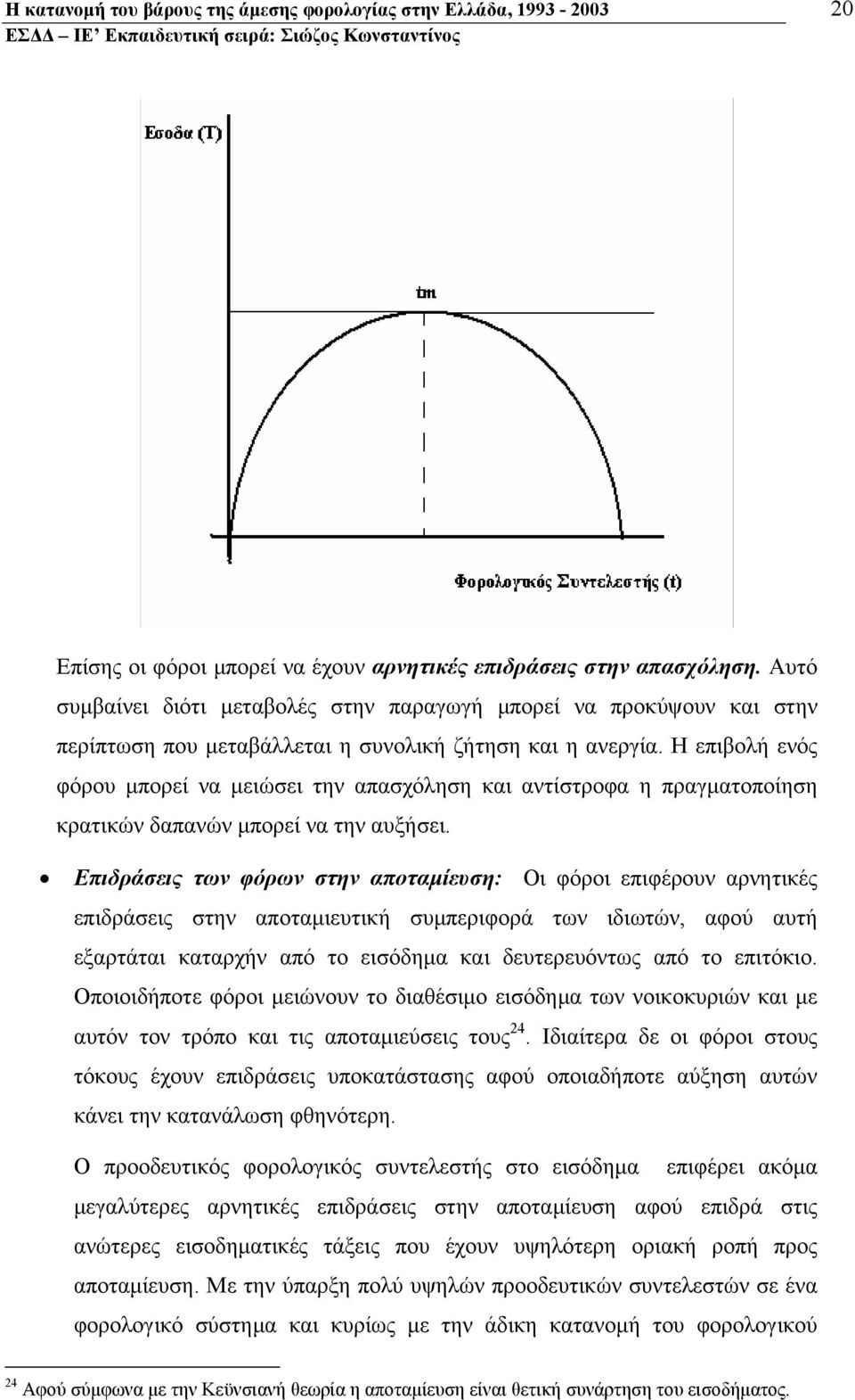 Η επιβολή ενός φόρου µπορεί να µειώσει την απασχόληση και αντίστροφα η πραγµατοποίηση κρατικών δαπανών µπορεί να την αυξήσει.