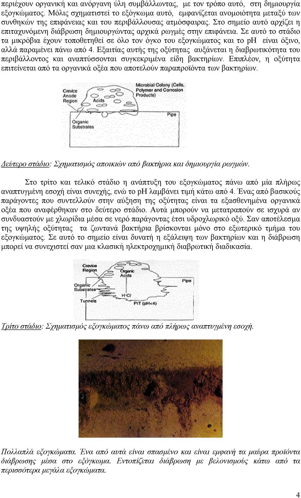 Στο σηµείο αυτό αρχίζει η επιταχυνόµενη διάβρωση δηµιουργώντας αρχικά ρωγµές στην επιφάνεια.