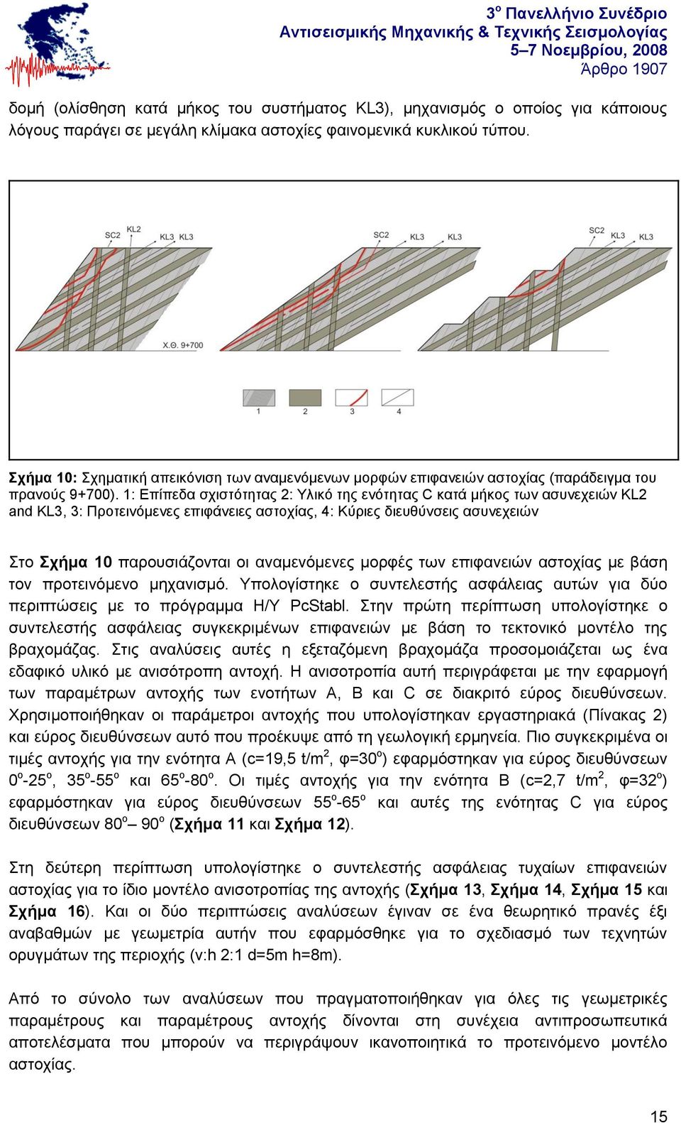 1: Δπίπεδα ζρηζηόηεηαο 2: Υιηθό ηεο ελόηεηαο C θαηά κήθνο ησλ αζπλερεηώλ KL2 and KL3, 3: Πξνηεηλόκελεο επηθάλεηεο αζηνρίαο, 4: Κύξηεο δηεπζύλζεηο αζπλερεηώλ Σην τήμα 1 παξνπζηάδνληαη νη αλακελόκελεο