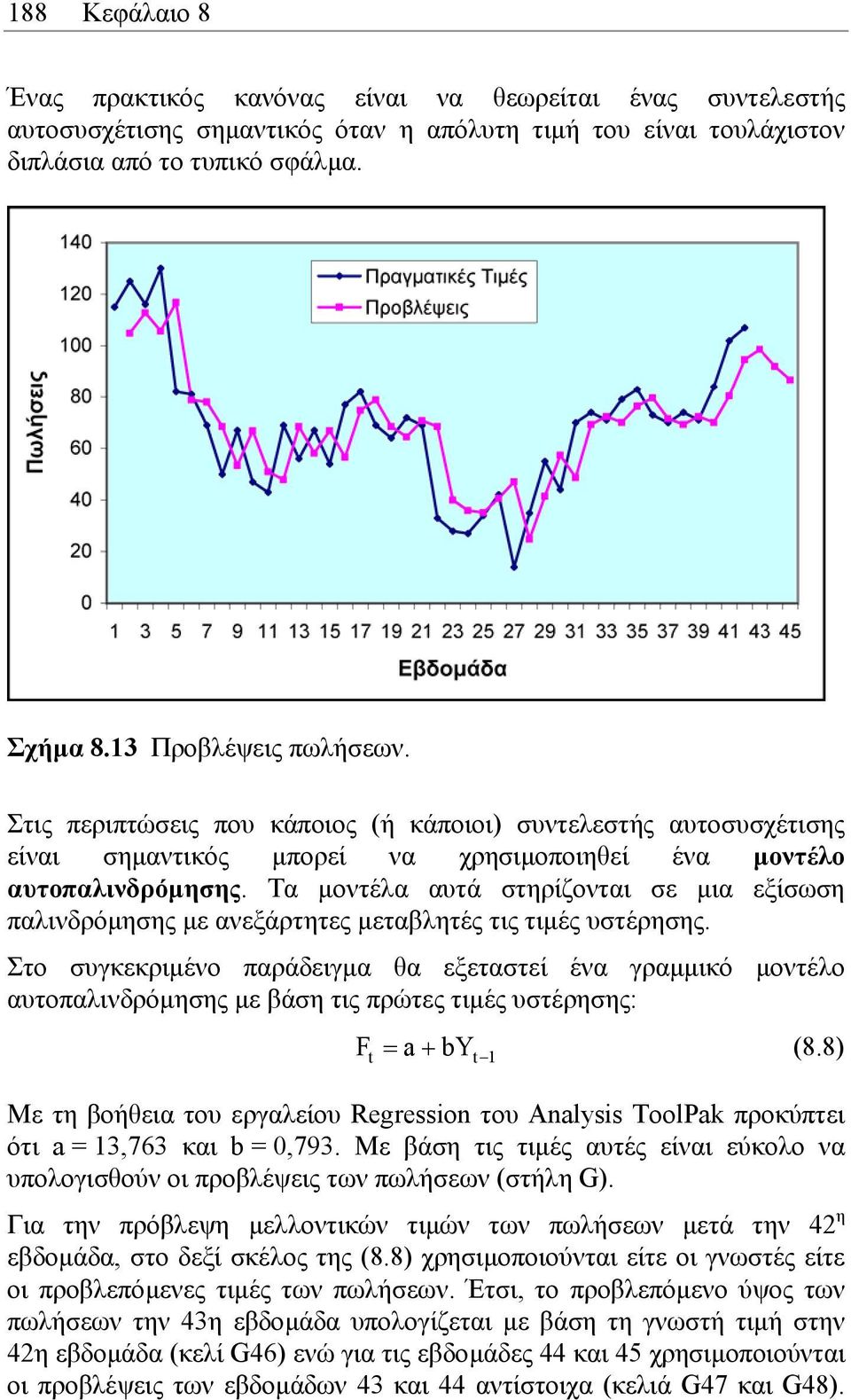 Τα µοντέλα αυτά στηρίζονται σε µια εξίσωση παλινδρόµησης µε ανεξάρτητες µεταβλητές τις τιµές υστέρησης.