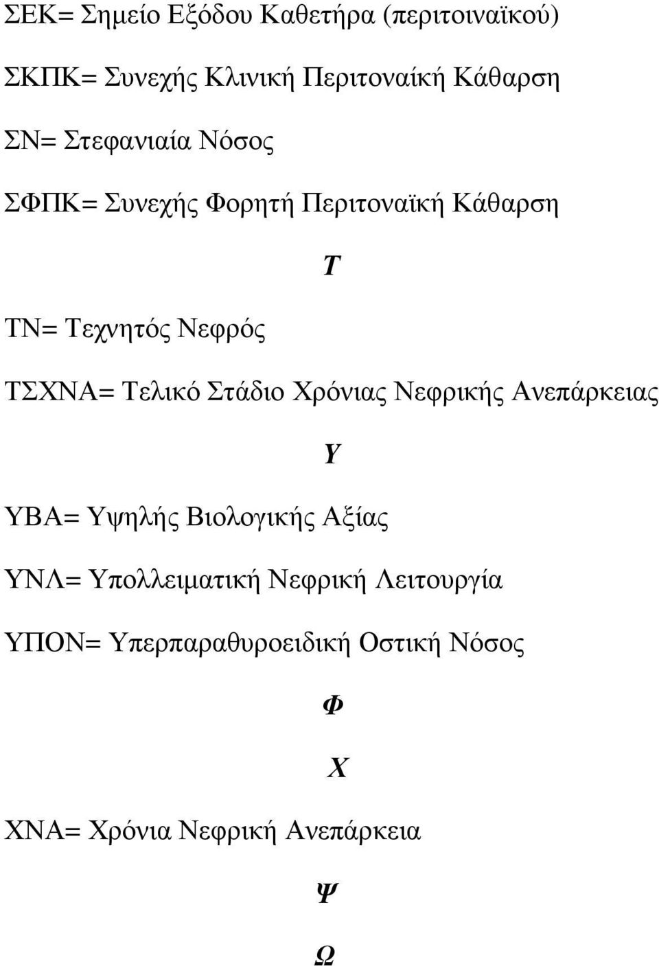 Τελικό Στάδιο Χρόνιας Νεφρικής Ανεπάρκειας Υ ΥΒΑ= Υψηλής Βιολογικής Αξίας ΥΝΛ=