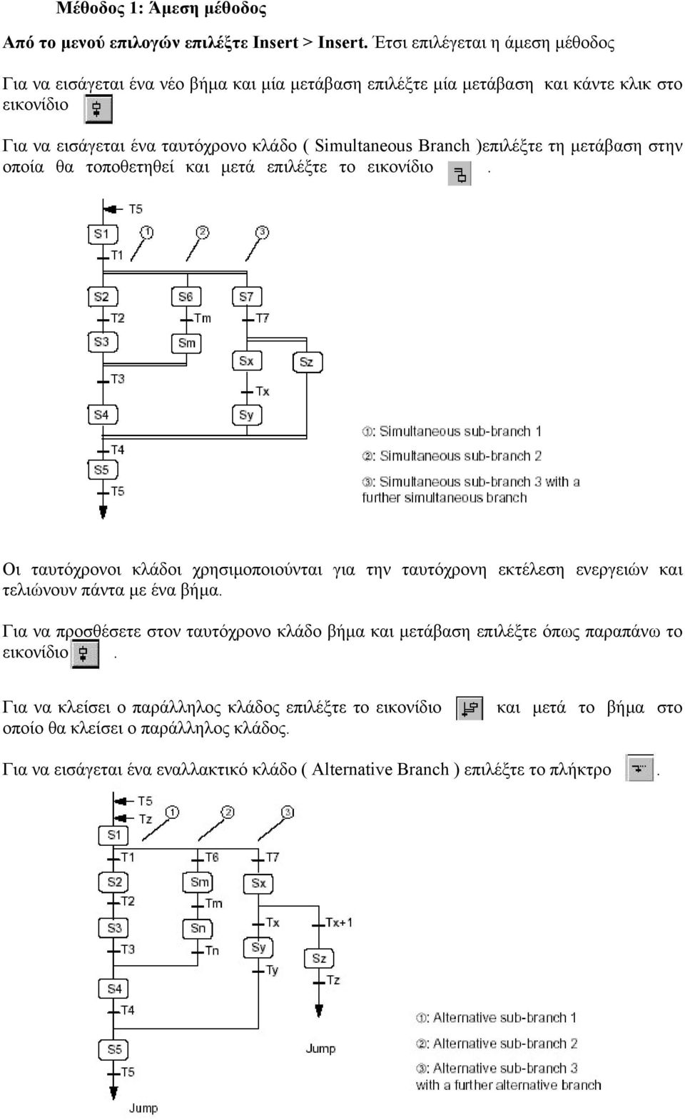 Branch )επιλέξτε τη µετάβαση στην οποία θα τοποθετηθεί και µετά επιλέξτε το εικονίδιο.