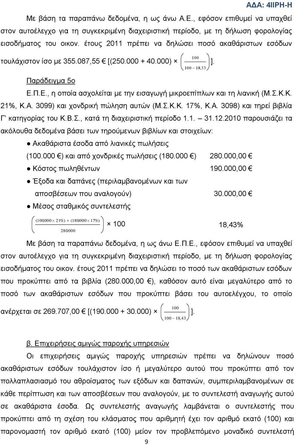 Κ. 21%, Κ.Α. 3099) θαη ρνλδξηθή πψιεζε απηψλ (Μ..Κ.Κ. 17%, Κ.Α. 3098) θαη ηεξεί βηβιία Γ θαηεγνξίαο ηνπ Κ.Β.., θαηά ηε δηαρεηξηζηηθή πεξίνδν 1.1. 31.12.