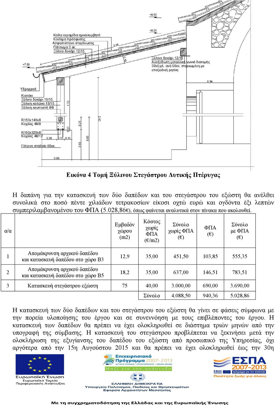 α/α Εμβαδόν χώρου (m2) Κόστος χωρίς ΦΠΑ ( /m2) Σύνολο χωρίς ΦΠΑ ΦΠΑ Σύνολο με ΦΠΑ 1 2 Απομάκρυνση αρχικού δαπέδου και κατασκευή δαπέδου στο χώρο Β3 Απομάκρυνση αρχικού δαπέδου και κατασκευή δαπέδου