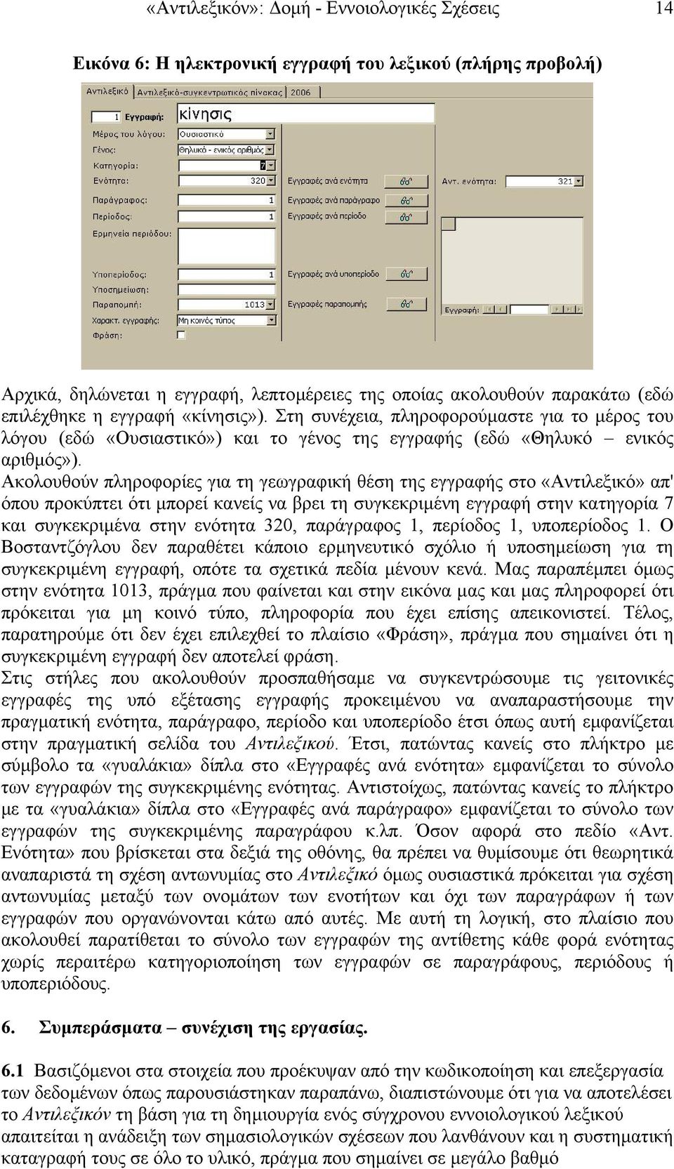 Ακολουθούν πληροφορίες για τη γεωγραφική θέση της εγγραφής στο «Αντιλεξικό» απ' όπου προκύπτει ότι µπορεί κανείς να βρει τη συγκεκριµένη εγγραφή στην κατηγορία 7 και συγκεκριµένα στην ενότητα 320,