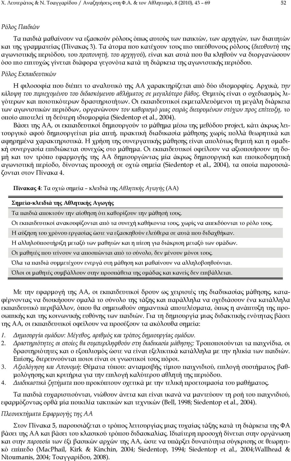 Τα άτομα που κατέχουν τους πιο υπεύθυνους ρόλους (διευθυντή της αγωνιστικής περιόδου, του προπονητή, του αρχηγού), είναι και αυτά που θα κληθούν να διοργανώσουν όσο πιο επιτυχώς γίνεται διάφορα