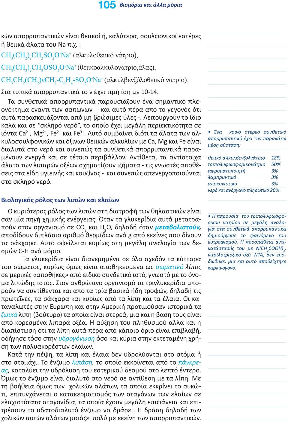 Στα τυπικά απορρυπαντικά το ν έχει τιμή ίση με 10-14.