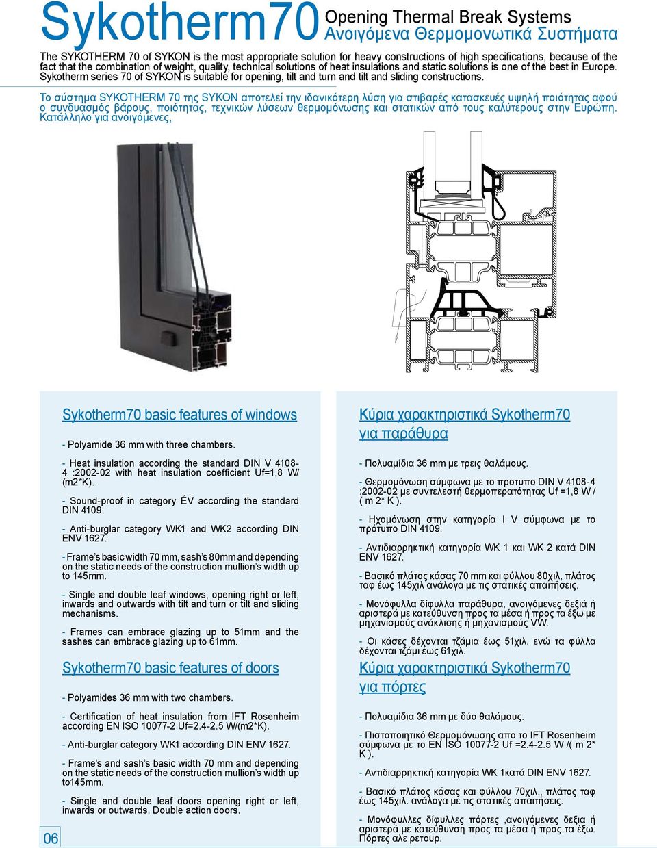 Sykotherm series 70 of SYKON is suitable for opening, tilt and turn and tilt and sliding constructions.