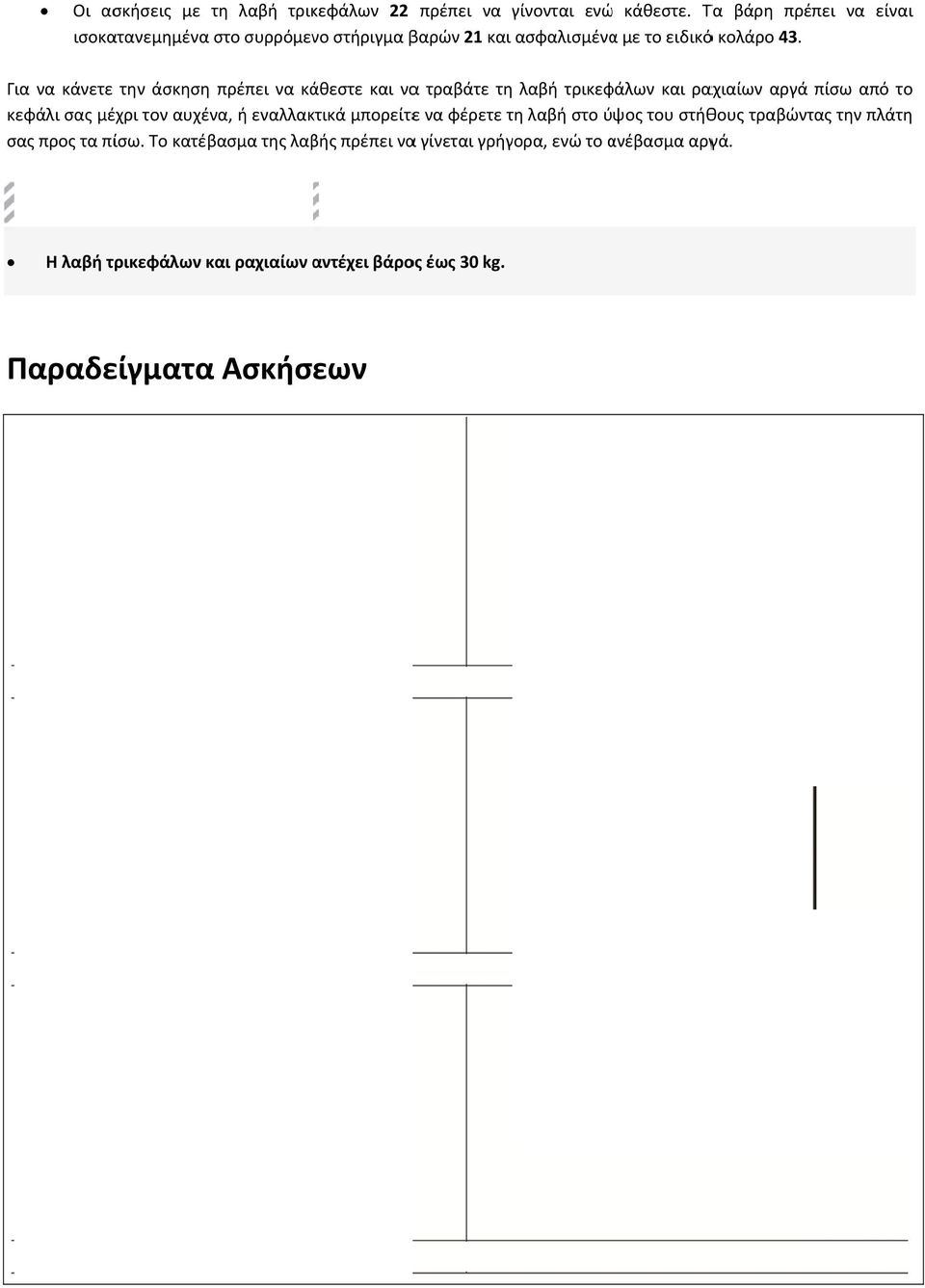 Για να κάνετε την άσκηση πρέπει να κάθεστε και ναα τραβάτε τη λαβή τρικεφάλων και ραχιαίων αργά πίσω από το κεφάλι σας μέχρι τον αυχένα, ή