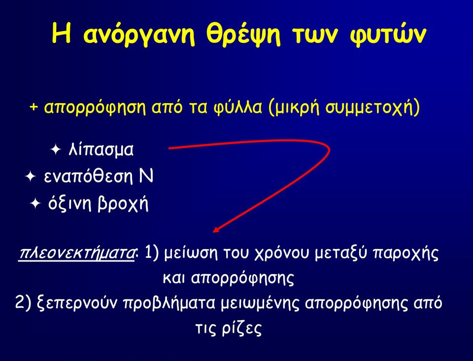 πλεονεκτήματα: 1) μείωση του χρόνου μεταξύ παροχής και