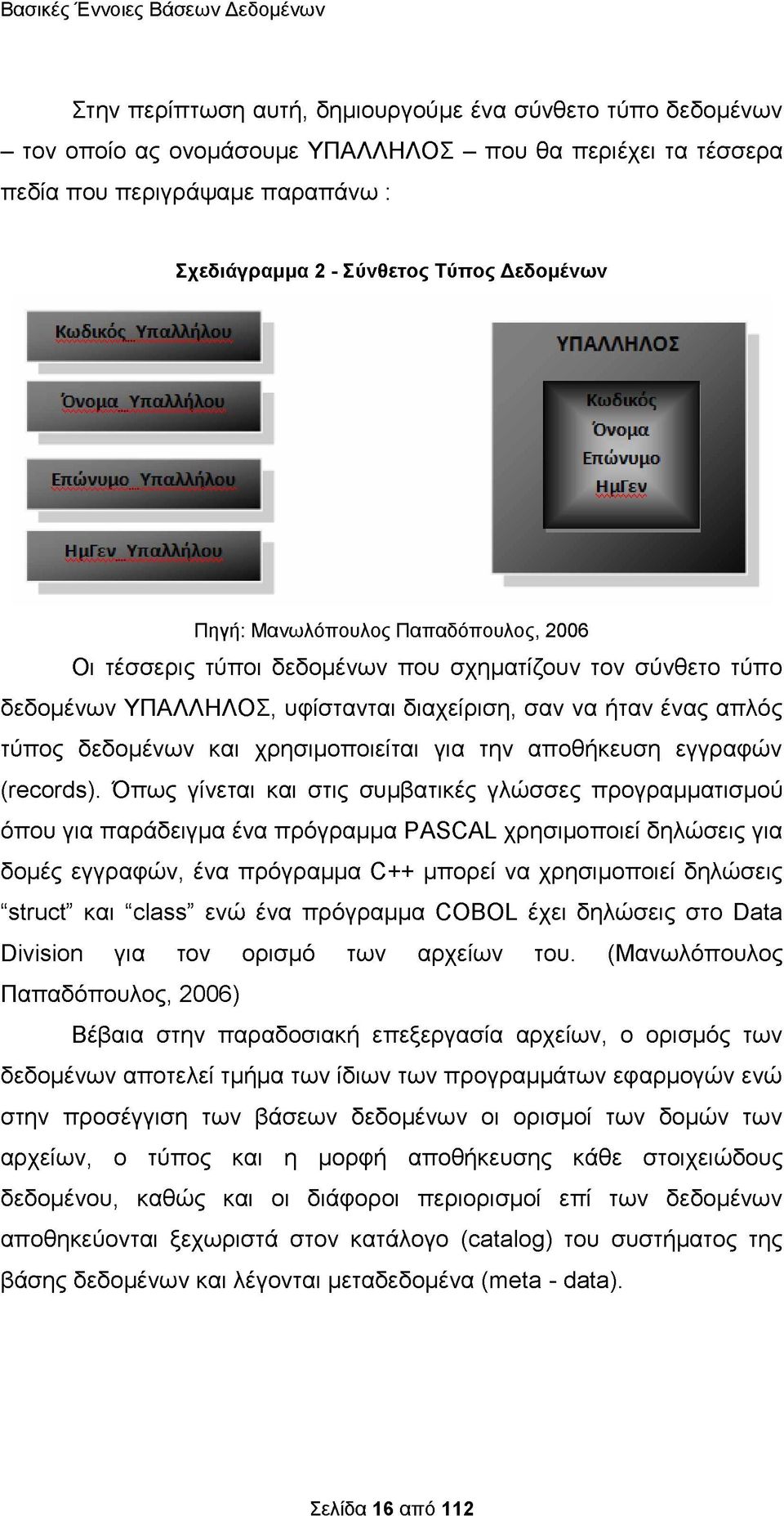 ένας απλός τύπος δεδομένων και χρησιμοποιείται για την αποθήκευση εγγραφών (records).