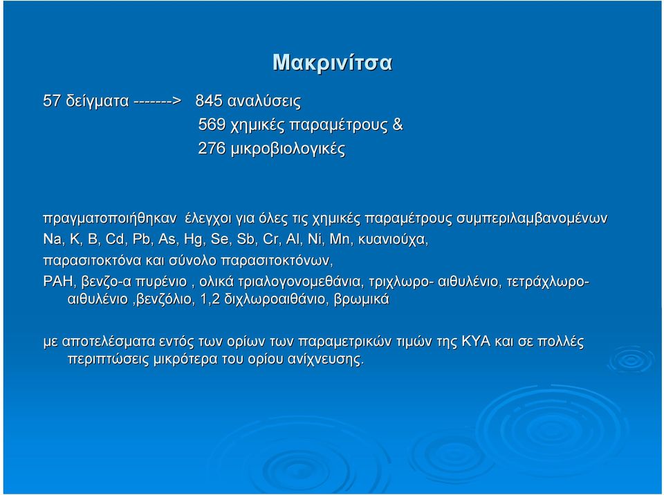 παρασιτοκτόνων, PAH, βενζο-α πυρένιο, ολικά τριαλογονομεθάνια, τριχλωρο- αιθυλένιο, τετράχλωρο- αιθυλένιο,βενζόλιο,, 1,2