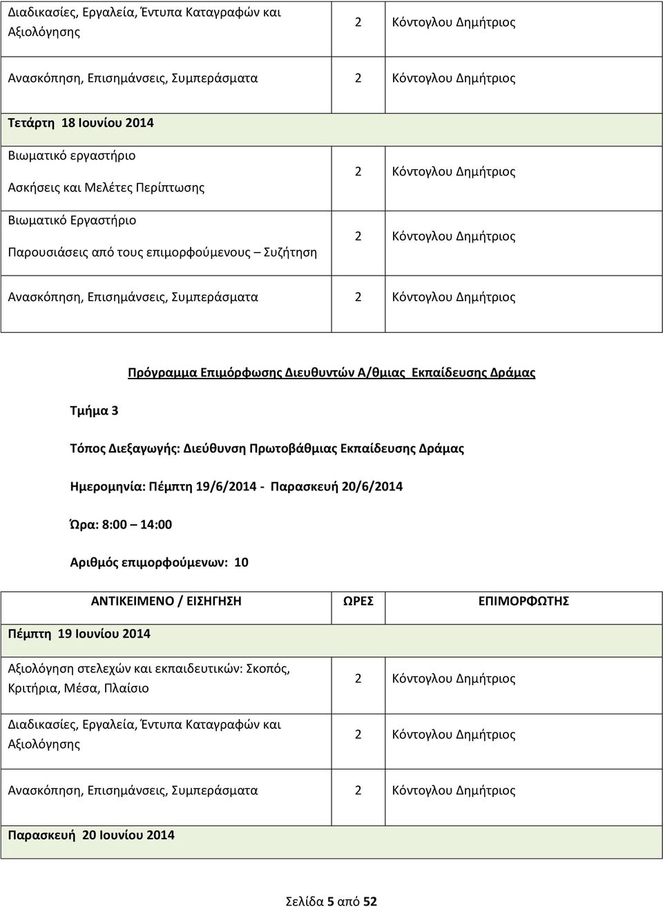 Διεξαγωγής: Διεύθυνση Πρωτοβάθμιας Δράμας Ημερομηνία: Πέμπτη 19/6/2014 - Παρασκευή 20/6/2014 Αριθμός επιμορφούμενων: 10 Πέμπτη 19 Ιουνίου