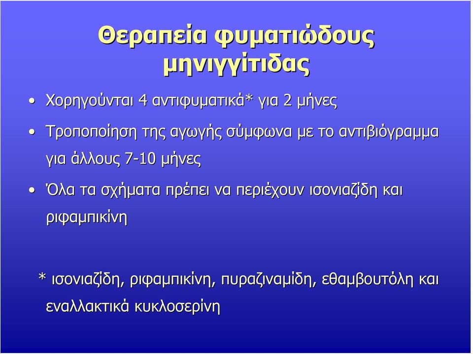 μήνες Όλα τα σχήματα πρέπει να περιέχουν ισονιαζίδη και ριφαμπικίνη *