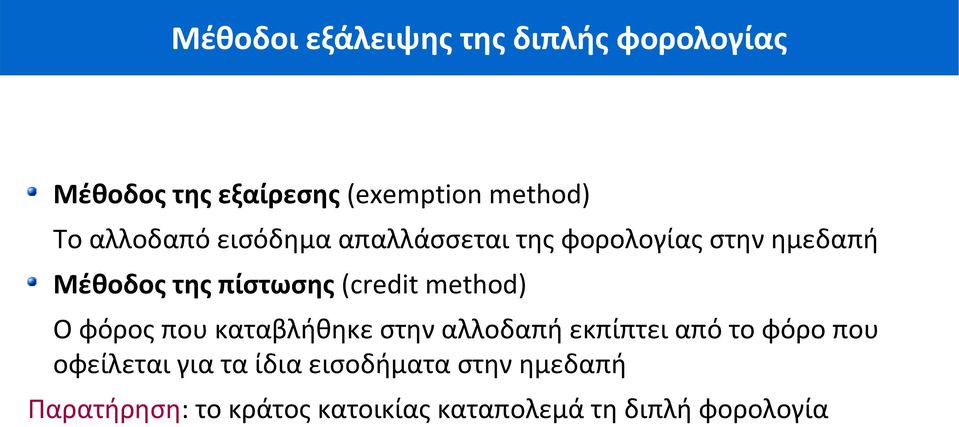 method) Ο φόρος που καταβλήθηκε στην αλλοδαπή εκπίπτει από το φόρο που οφείλεται για τα