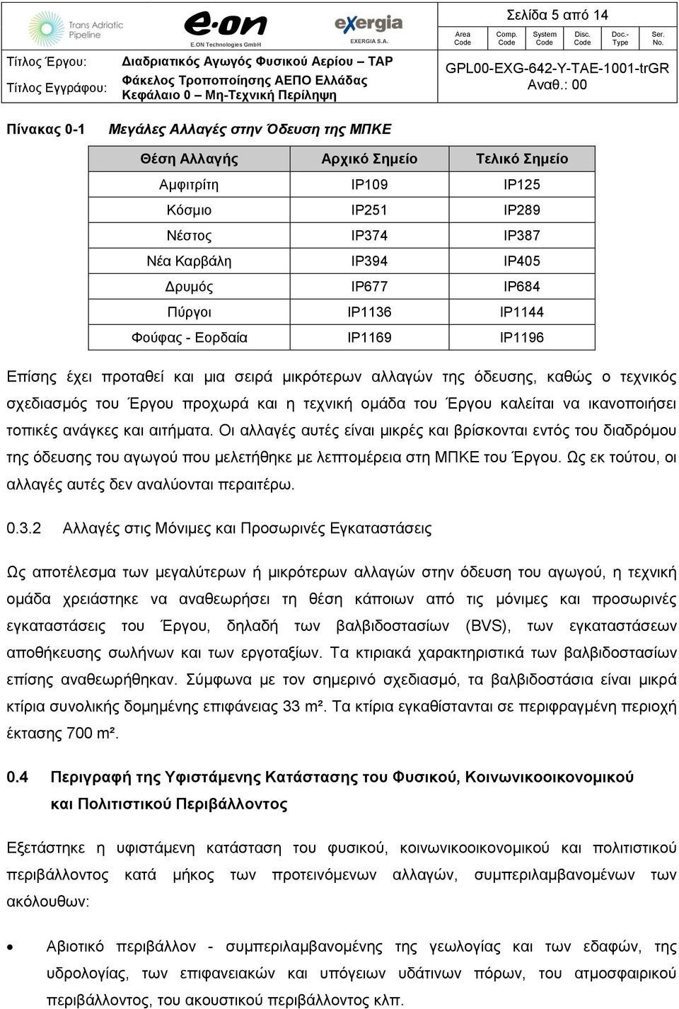 του Έργου καλείται να ικανοποιήσει τοπικές ανάγκες και αιτήματα.