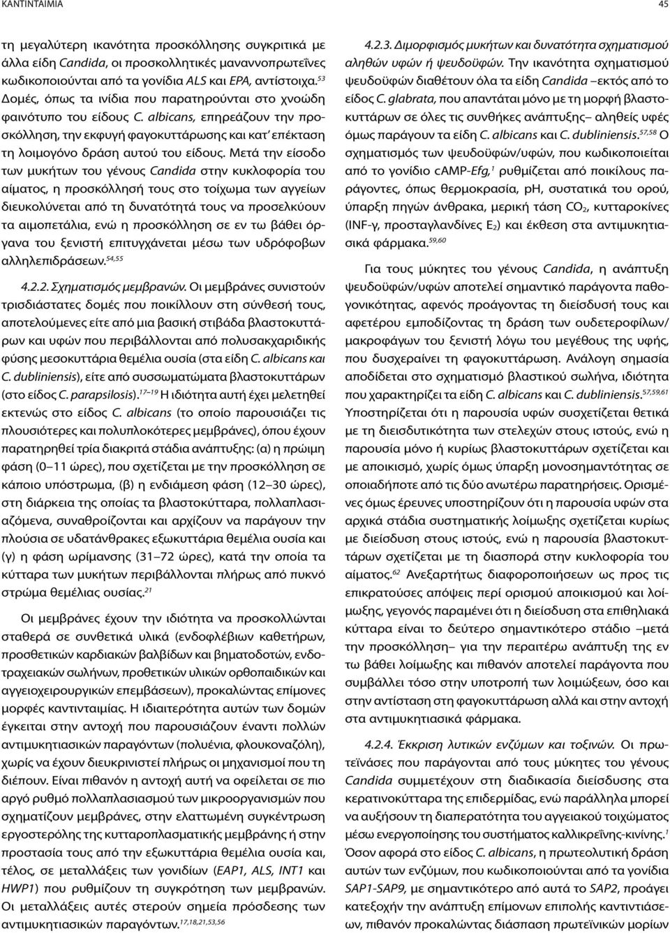 Μετά την είσοδο των μυκήτων του γένους Candida στην κυκλοφορία του αίματος, η προσκόλλησή τους στο τοίχωμα των αγγείων διευκολύνεται από τη δυνατότητά τους να προσελκύουν τα αιμοπετάλια, ενώ η