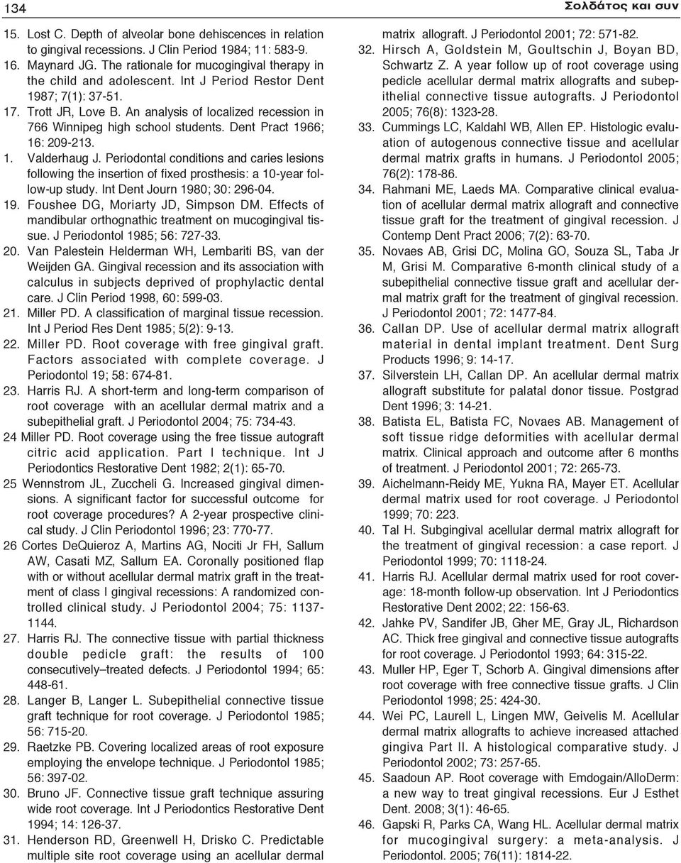 An analysis of localized recession in 766 Winnipeg high school students. Dent Pract 1966; 16: 209-213. 1. Valderhaug J.