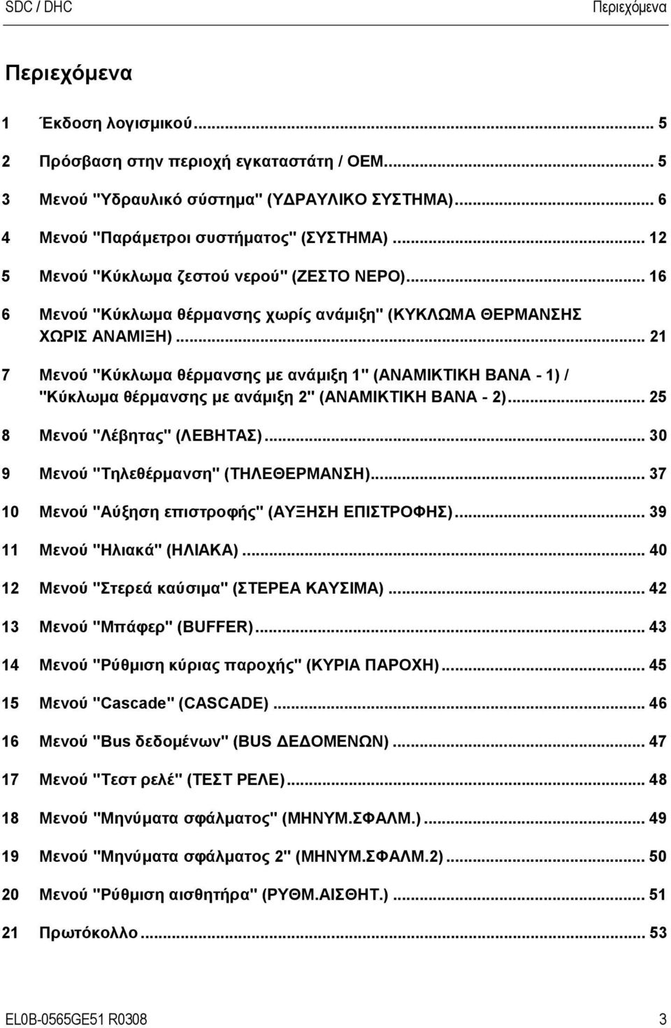 .. 21 7 Μενού "Κύκλωμα θέρμανσης με ανάμιξη 1" (ΑΝΑΜΙΚΤΙΚΗ ΒΑΝΑ - 1) / "Κύκλωμα θέρμανσης με ανάμιξη 2" (ΑΝΑΜΙΚΤΙΚΗ ΒΑΝΑ - 2)... 25 8 Μενού "Λέβητας" (ΛΕΒΗΤΑΣ).