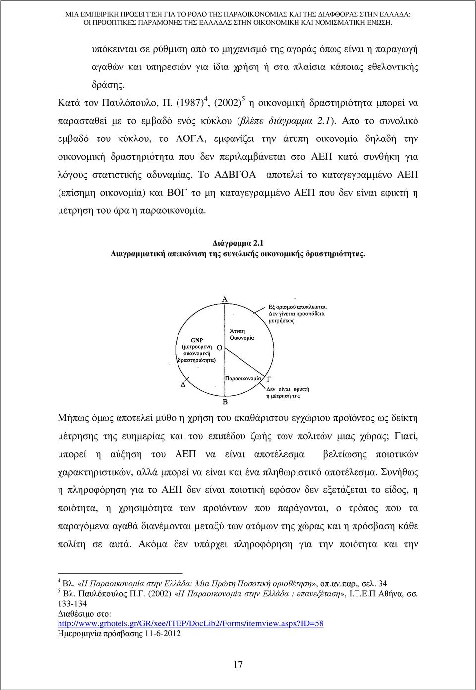 Από το συνολικό εµβαδό του κύκλου, το ΑΟΓΑ, εµφανίζει την άτυπη οικονοµία δηλαδή την οικονοµική δραστηριότητα που δεν περιλαµβάνεται στο ΑΕΠ κατά συνθήκη για λόγους στατιστικής αδυναµίας.