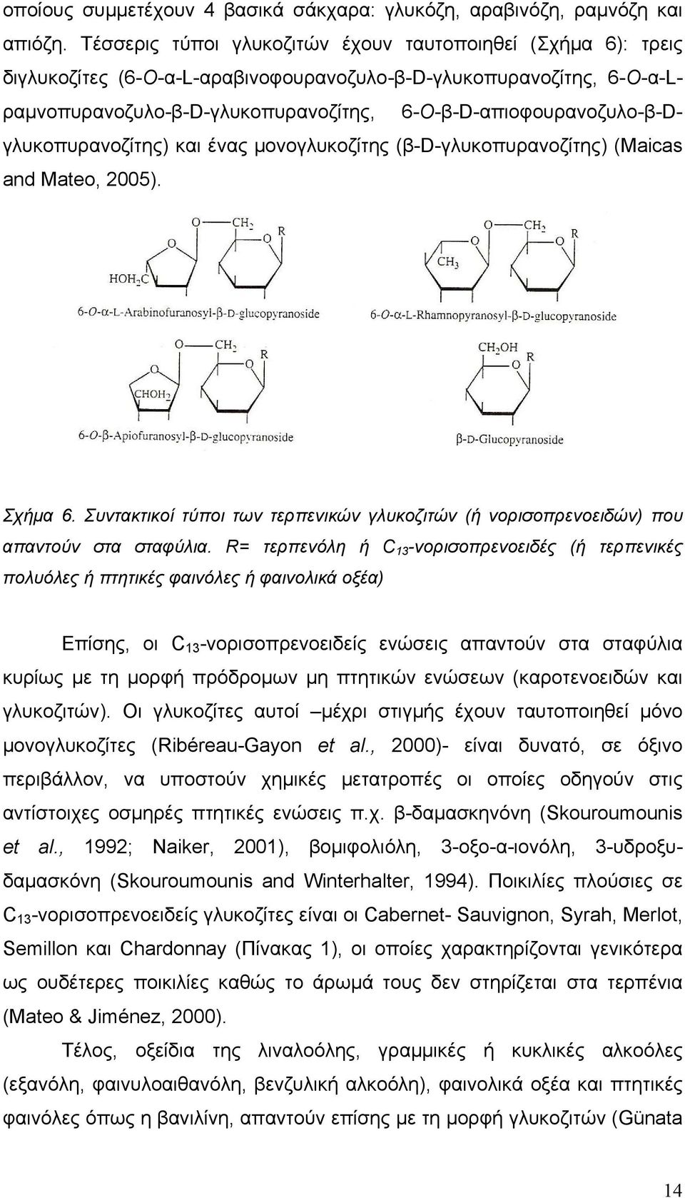 6-Ο-β-D-απιοφουρανοζυλο-β-Dγλυκοπυρανοζίτης) και ένας µονογλυκοζίτης (β-d-γλυκοπυρανοζίτης) (Maicas and Mateo, 2005). Σχήµα 6.