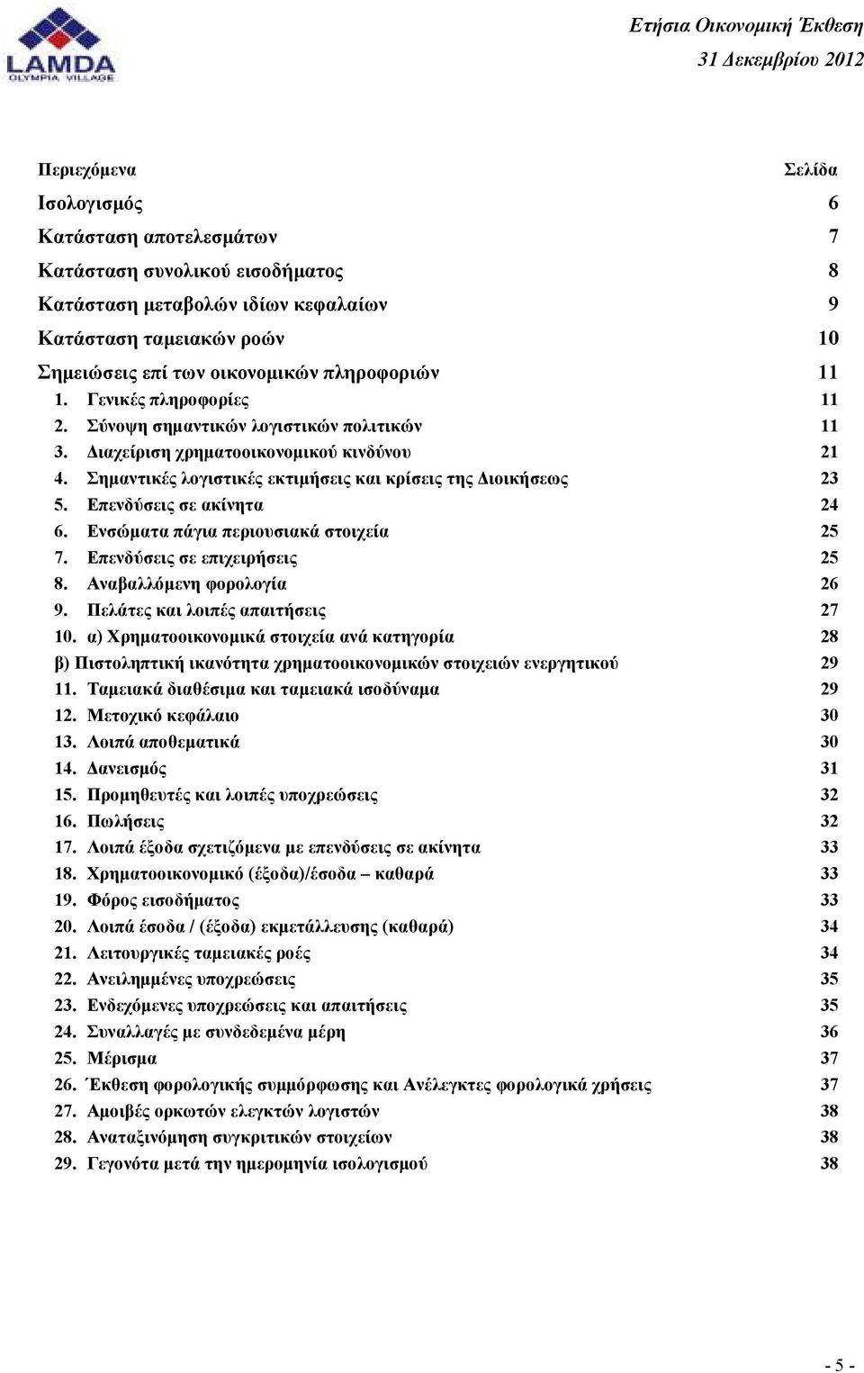 Επενδύσεις σε ακίνητα 24 6. Ενσώµατα πάγια περιουσιακά στοιχεία 25 7. Επενδύσεις σε επιχειρήσεις 25 8. Αναβαλλόµενη φορολογία 26 9. Πελάτες και λοιπές απαιτήσεις 27 10.