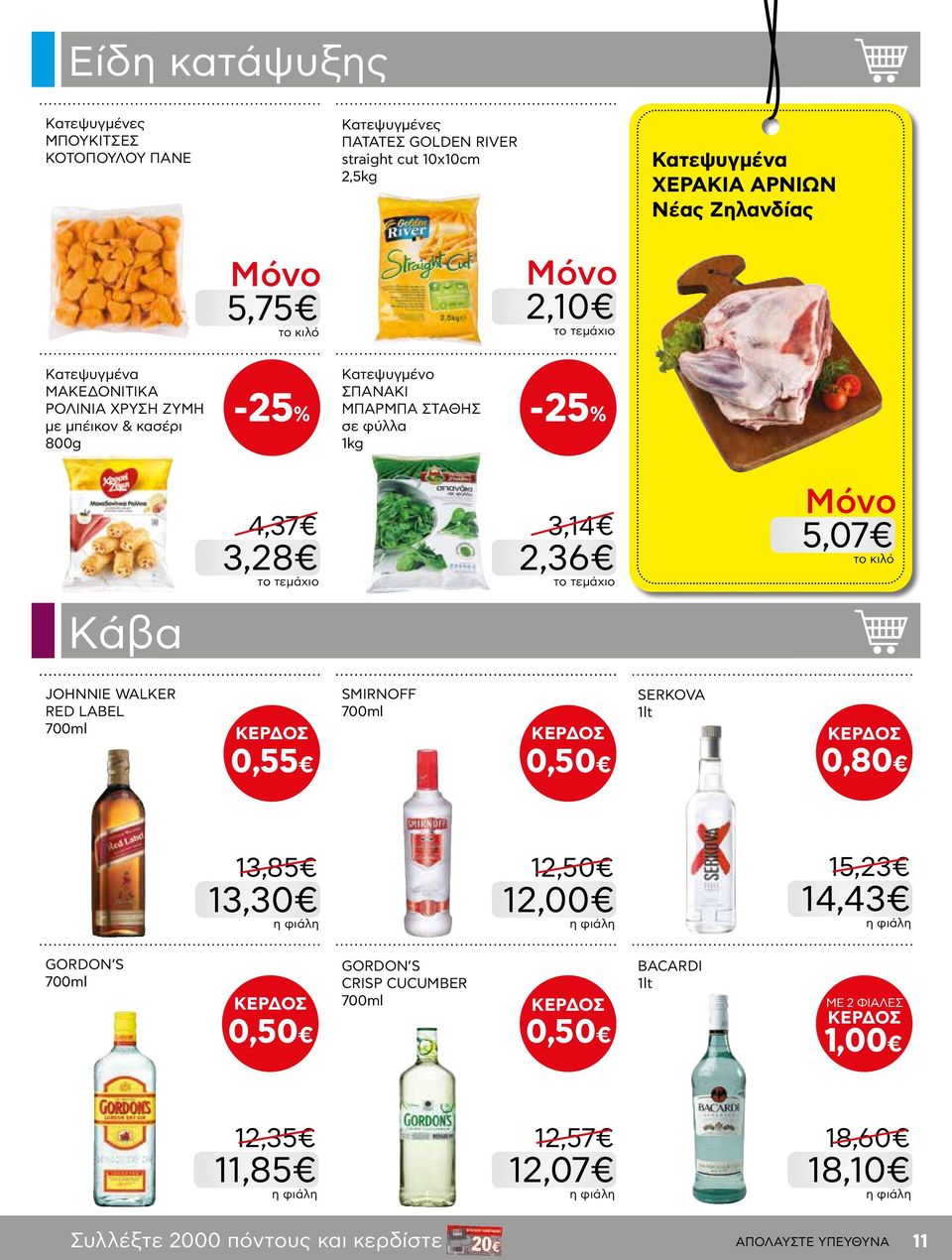 JOHNNIE WALKER RED LABEL 700ml ΚΕΡΔΟΣ 0,55 SMIRNOFF 700ml ΚΕΡΔΟΣ 0,50 SERKOVA 1lt ΚΕΡΔΟΣ 0,80 13,85 13,30 12,50 12,00 15,23 14,43 GORDON S 700ml ΚΕΡΔΟΣ 0,50
