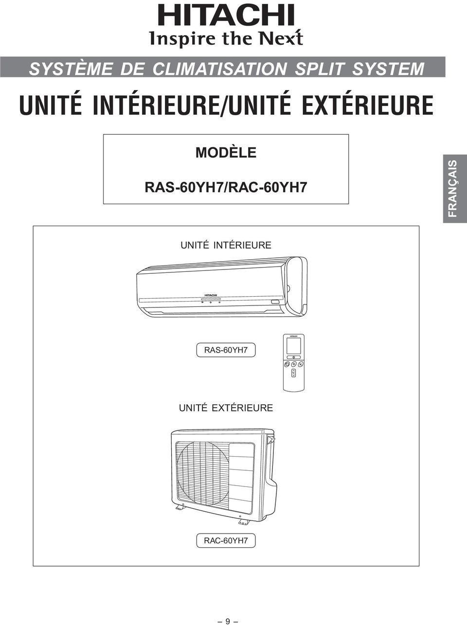 RAS-60YH7/RAC-60YH7 FRANÇAIS UNITÉ