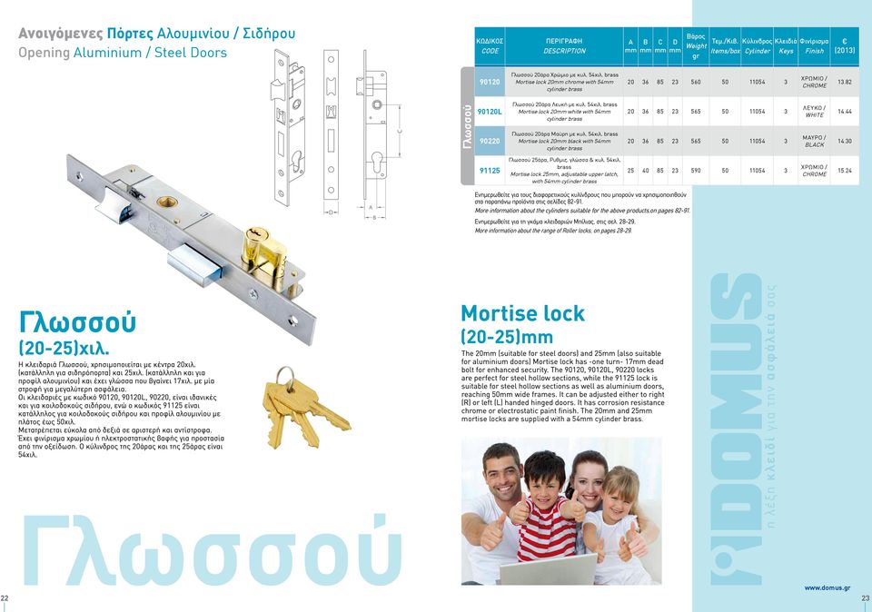 brass Mortise lock 20 white with 54 cylinder brass 20 36 85 23 565 50 11054 3 ΛΕΥΚΟ / WHITE 14.44 90220 Γλωσσού 20άρα Μαύρη με κυλ. 54χιλ.