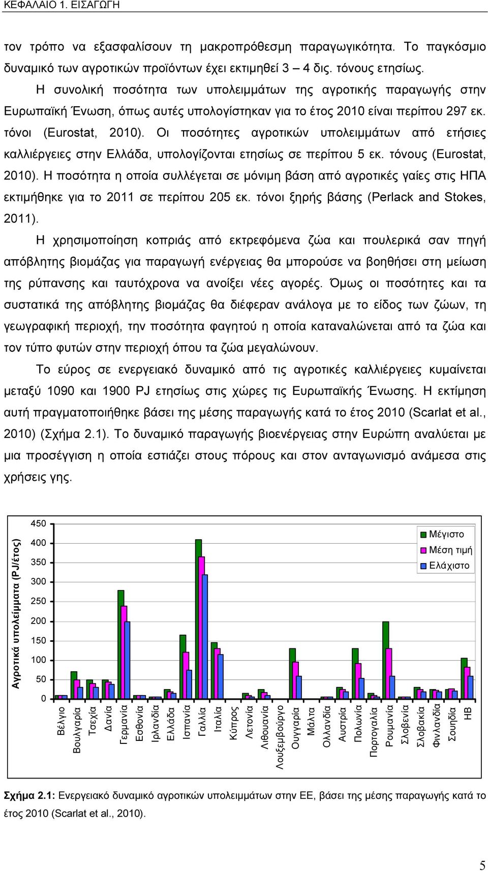 Οι ποσότητες αγροτικών υπολειµµάτων από ετήσιες καλλιέργειες στην Ελλάδα, υπολογίζονται ετησίως σε περίπου 5 εκ. τόνους (Eurostat, 2010).