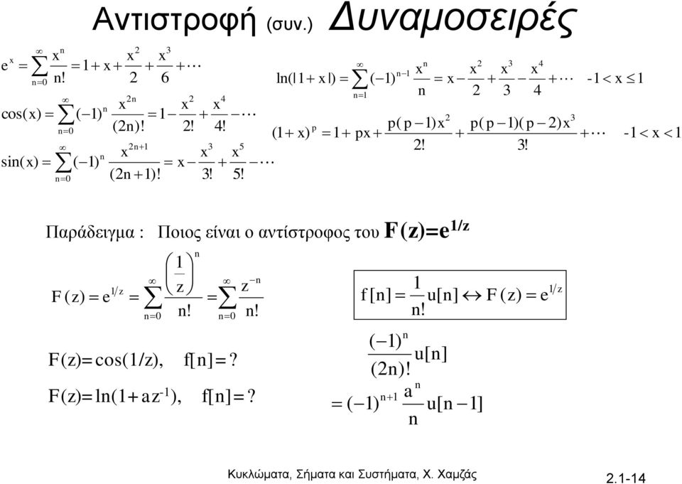 Παράδειγμα : Ποιος είναι ο αντίστροφος του =e /