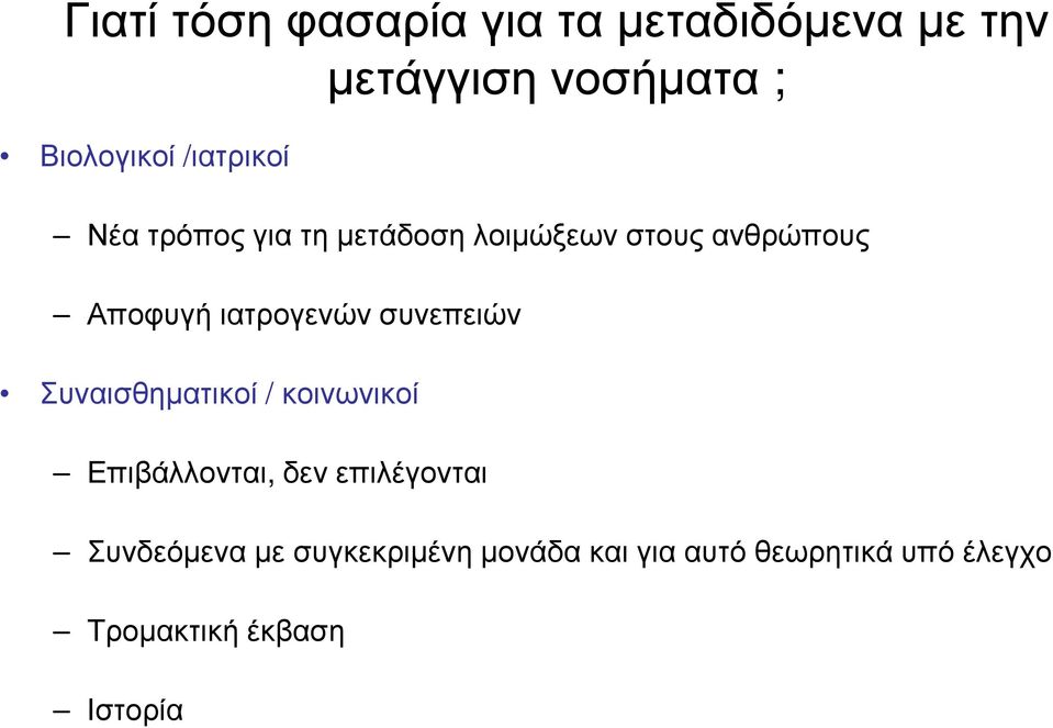 ιατρογενών συνεπειών Συναισθηµατικοί / κοινωνικοί Επιβάλλονται, δεν επιλέγονται