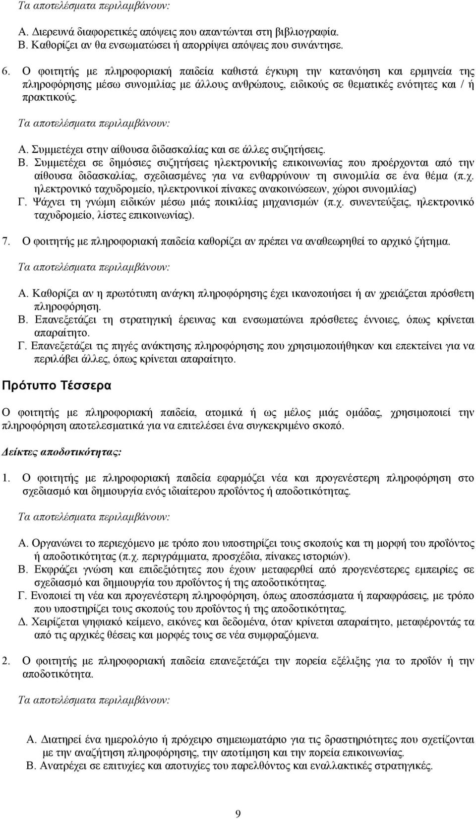 Συµµετέχει στην αίθουσα διδασκαλίας και σε άλλες συζητήσεις. Β.