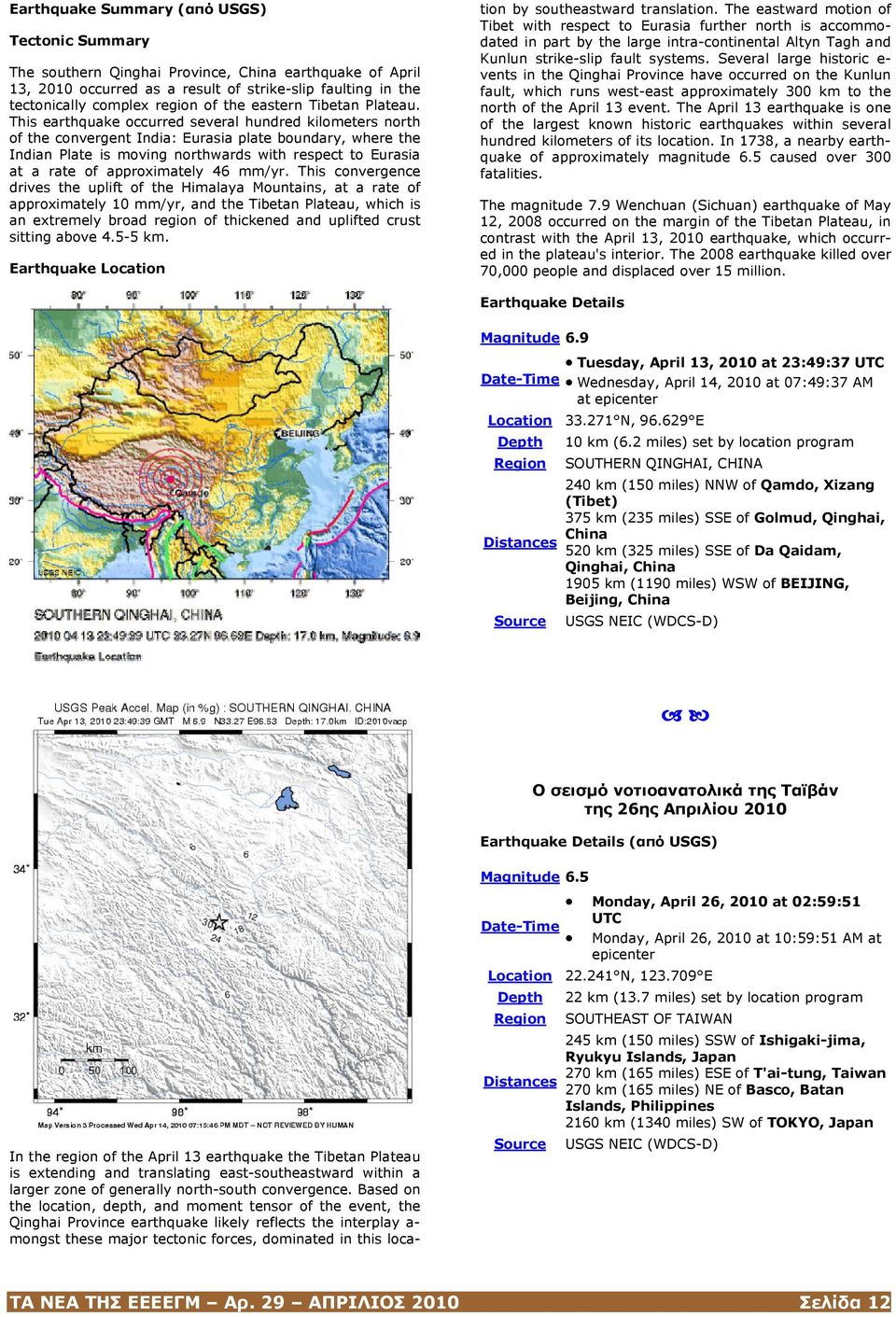 This earthquake occurred several hundred kilometers north of the convergent India: Eurasia plate boundary, where the Indian Plate is moving northwards with respect to Eurasia at a rate of