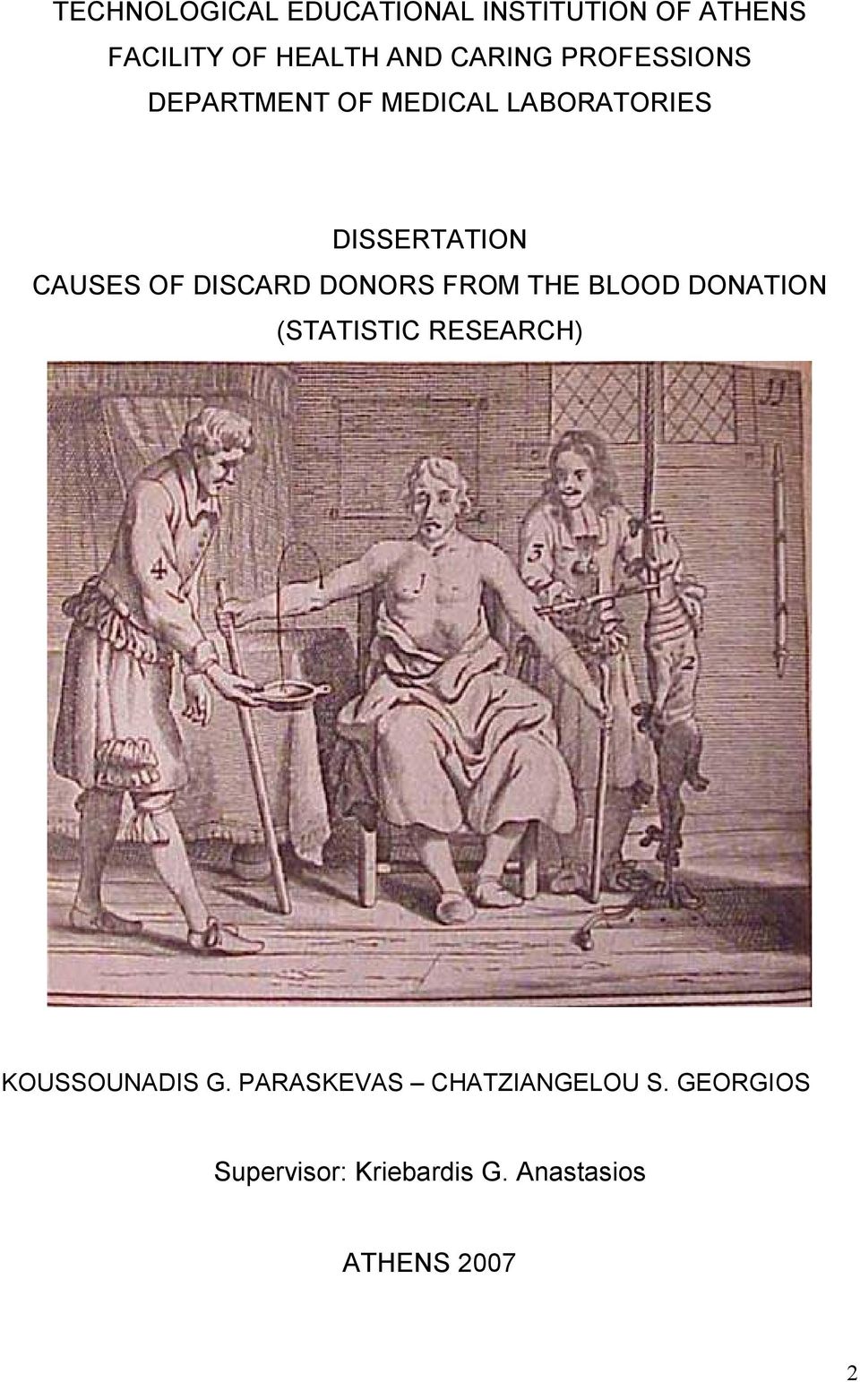 DONORS FROM THE BLOOD DONATION (STATISTIC RESEARCH) KOUSSOUNADIS G.