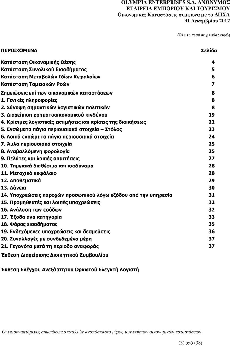 Ενσώματα πάγια περιουσιακά στοιχεία Στόλος 23 6. Λοιπά ενσώματα πάγια περιουσιακά στοιχεία 24 7. Άυλα περιουσιακά στοιχεία 25 8. Αναβαλλόμενη φορολογία 25 9. Πελάτες και λοιπές απαιτήσεις 27 10.