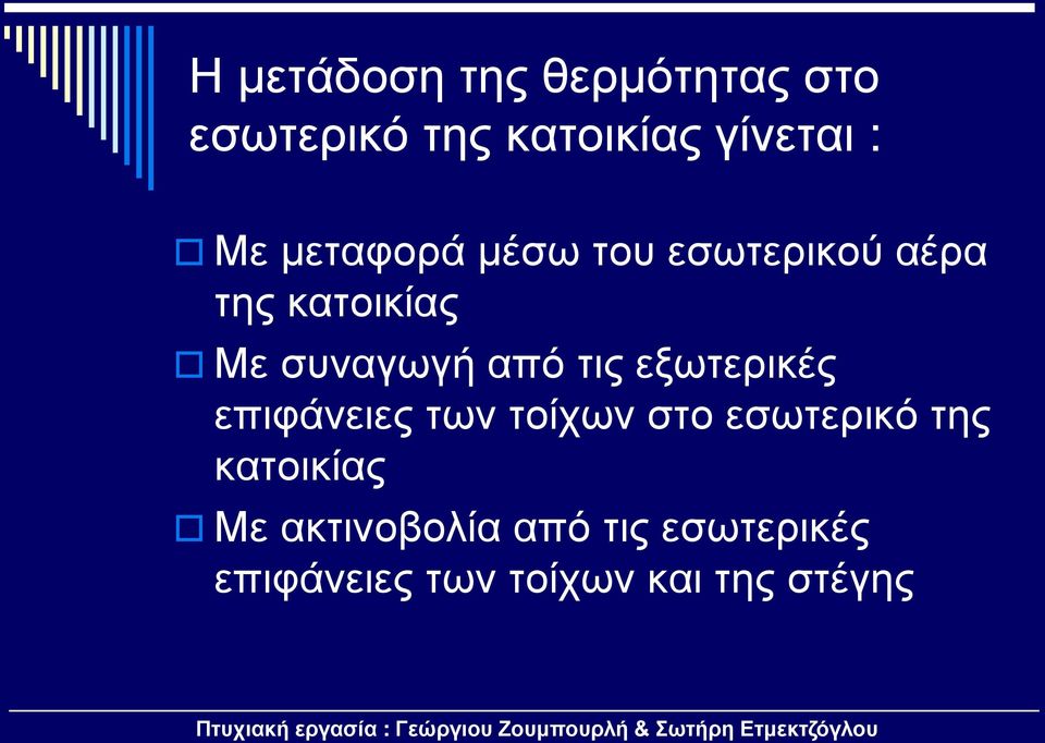 τις εξωτερικές επιφάνειες των τοίχων στο εσωτερικό της κατοικίας