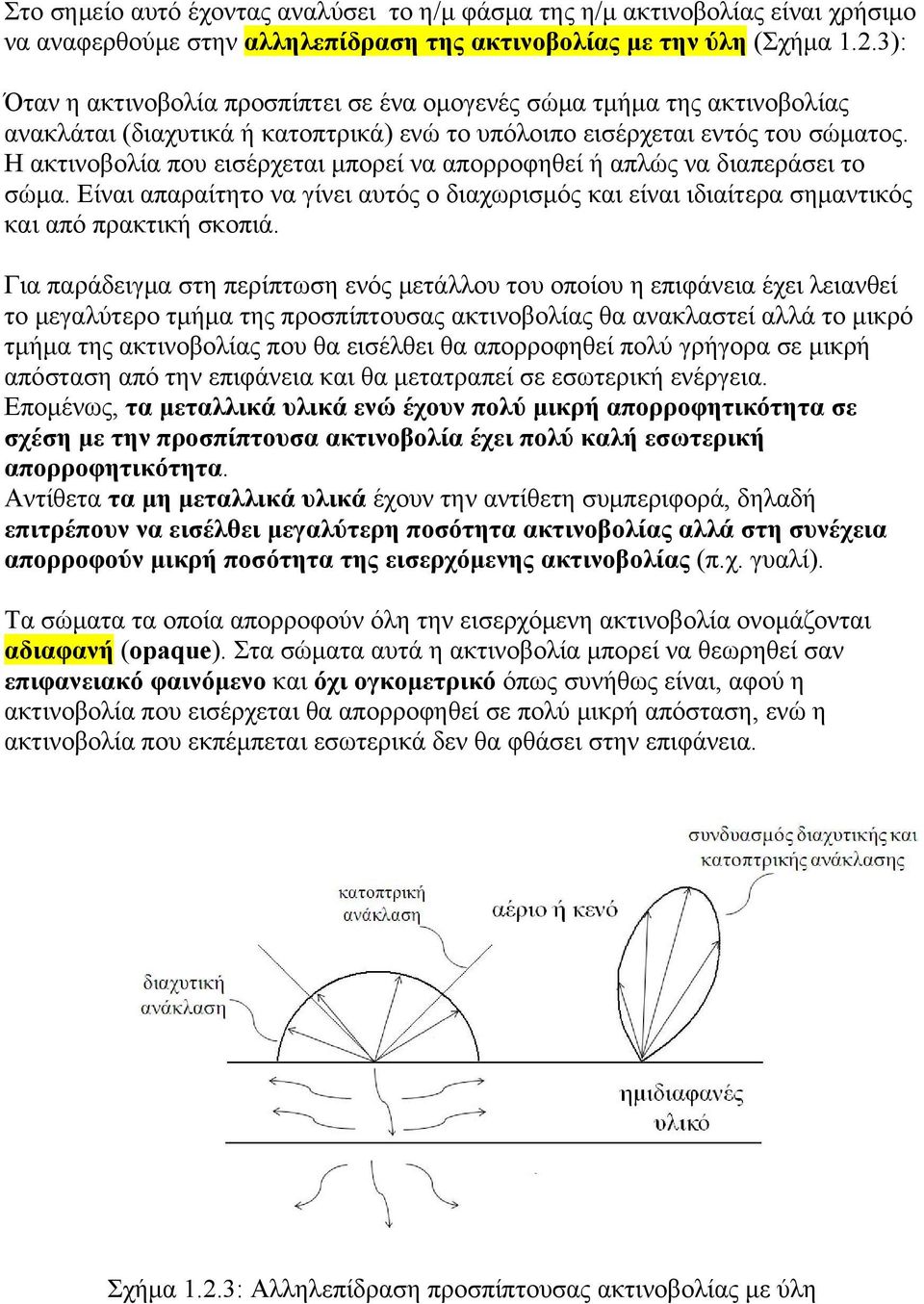 Η ακτινοβολία που εισέρχεται μπορεί να απορροφηθεί ή απλώς να διαπεράσει το σώμα. Είναι απαραίτητο να γίνει αυτός ο διαχωρισμός και είναι ιδιαίτερα σημαντικός και από πρακτική σκοπιά.