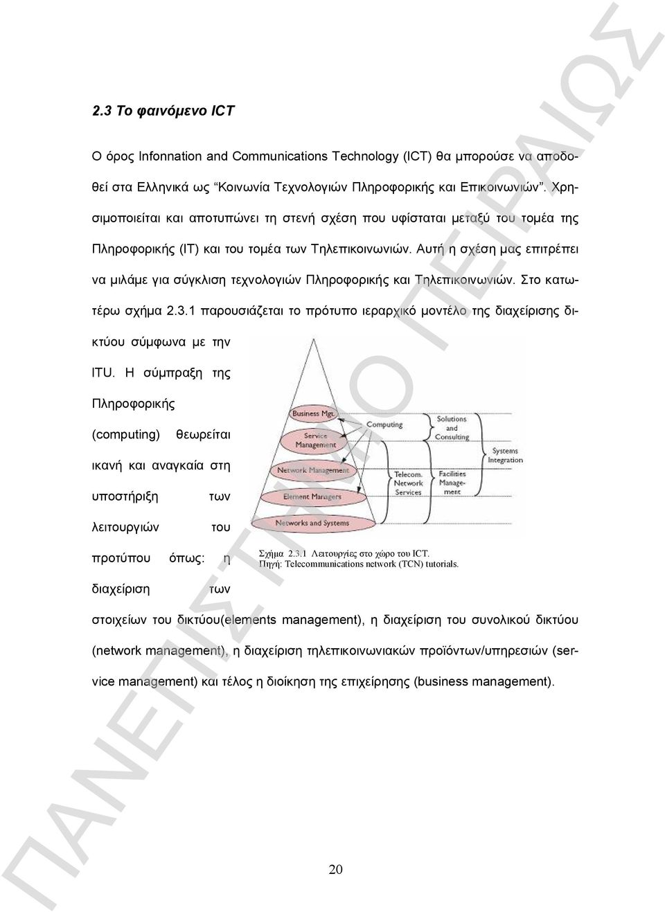 Αυτή η σχέση μας επιτρέπει να μιλάμε για σύγκλιση τεχνολογιών Πληροφορικής και Τηλεπικοινωνιών. Στο κατωτέρω σχήμα 2.3.