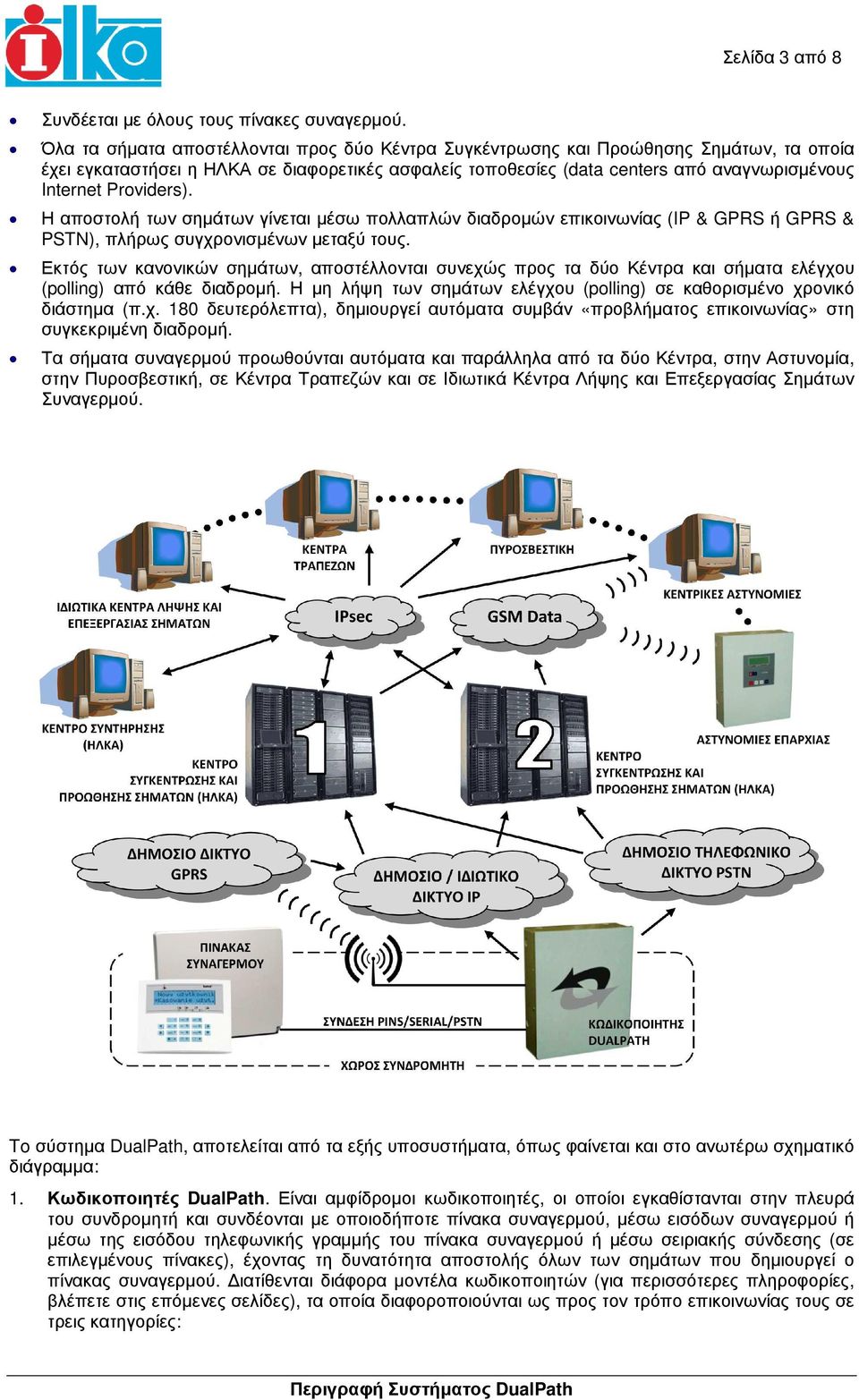 Providers). Η αποστολή των σηµάτων γίνεται µέσω πολλαπλών διαδροµών επικοινωνίας (IP & GPRS ή GPRS & PSTN), πλήρως συγχρονισµένων µεταξύ τους.