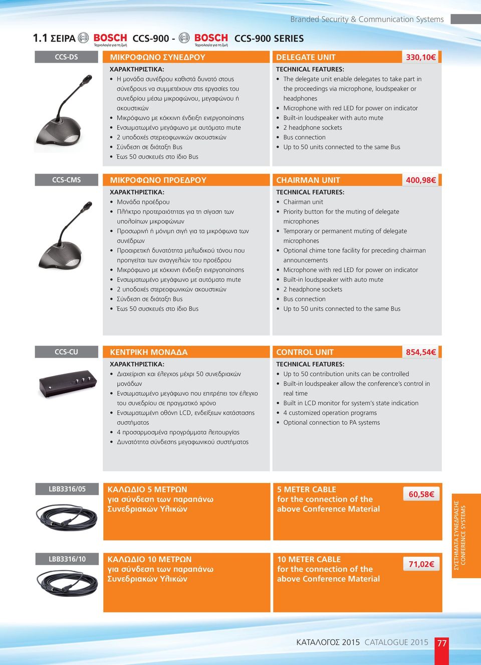 ίδιο Bus DELEGATE UNIT 330,10 The delegate unit enable delegates to take part in the proceedings via microphone, loudspeaker or headphones Microphone with red LED for power on indicator Built-in