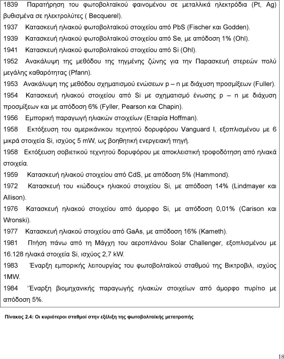 1952 Ανακάλυψη της µεθόδου της τηγµένης ζώνης για την Παρασκευή στερεών πολύ µεγάλης καθαρότητας (Pfann). 1953 Ανακάλυψη της µεθόδου σχηµατισµού ενώσεων p n µε διάχυση προσµίξεων (Fuller).